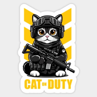 Cat on Duty Sticker